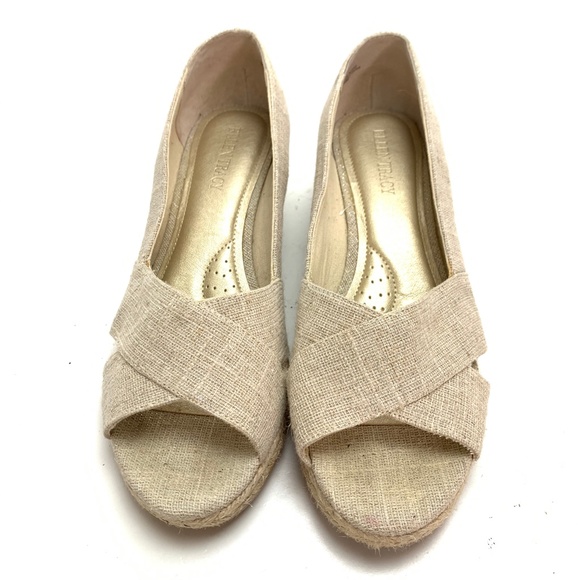 ELLEN TRACY KANDI Peep Toe Espadrille Shoes sz 9 - Picture 5 of 16